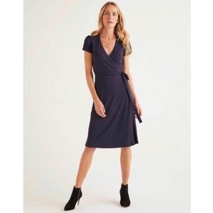 BODEN Summer Wrap Dress Midi Ponte Knit Navy 10